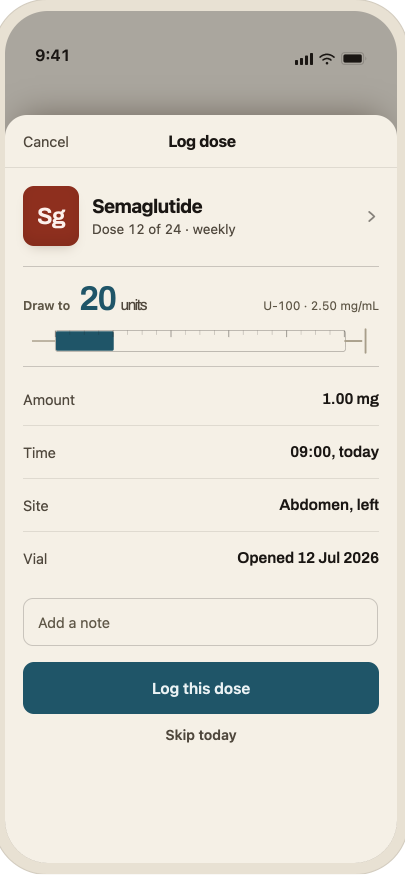 Salt dose logging screen