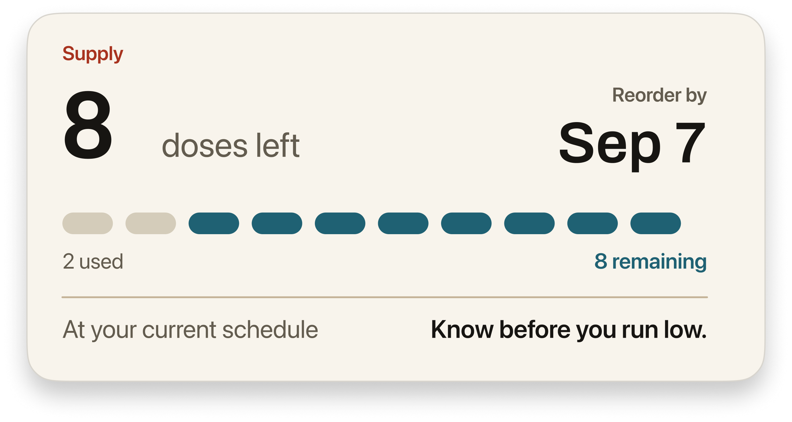 Salt supply and reorder card